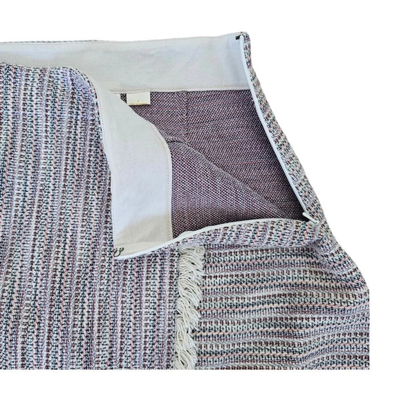 Anthropologie Maeve tweed fringe wrap skirt white red blue size 4 NWOT - Picture 7 of 14